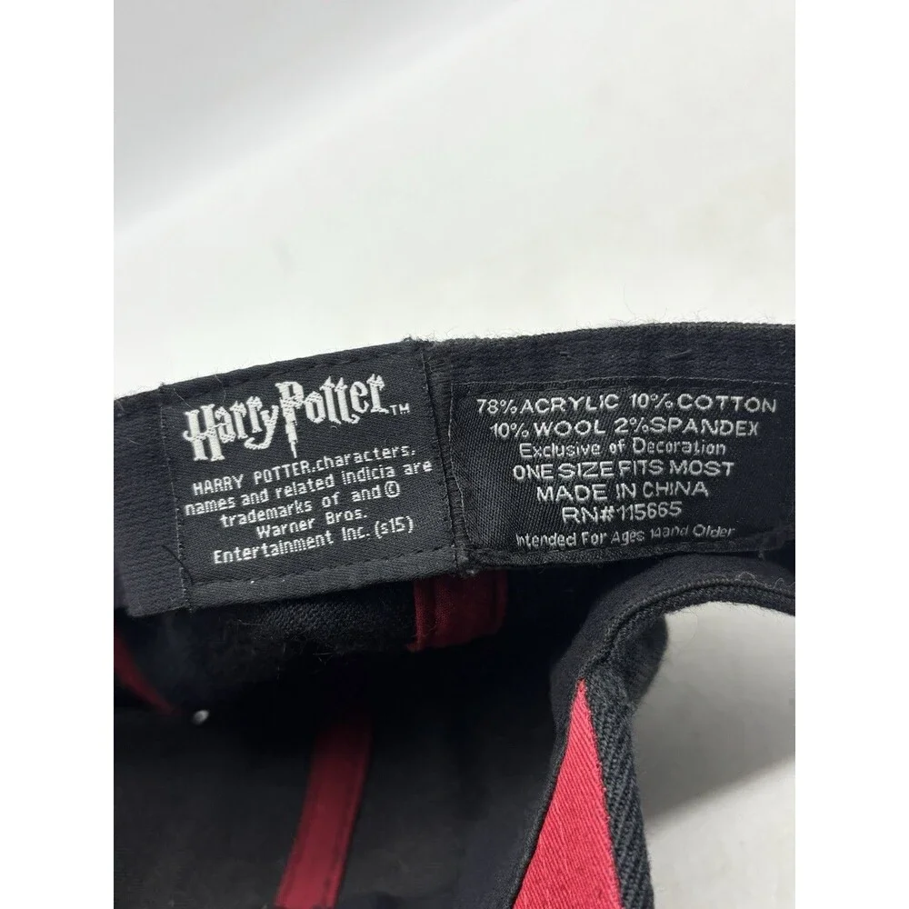 Harry Potter Platform 9 3/4 Fitted Flex Fit Hat Black Crimson Red Underbrim